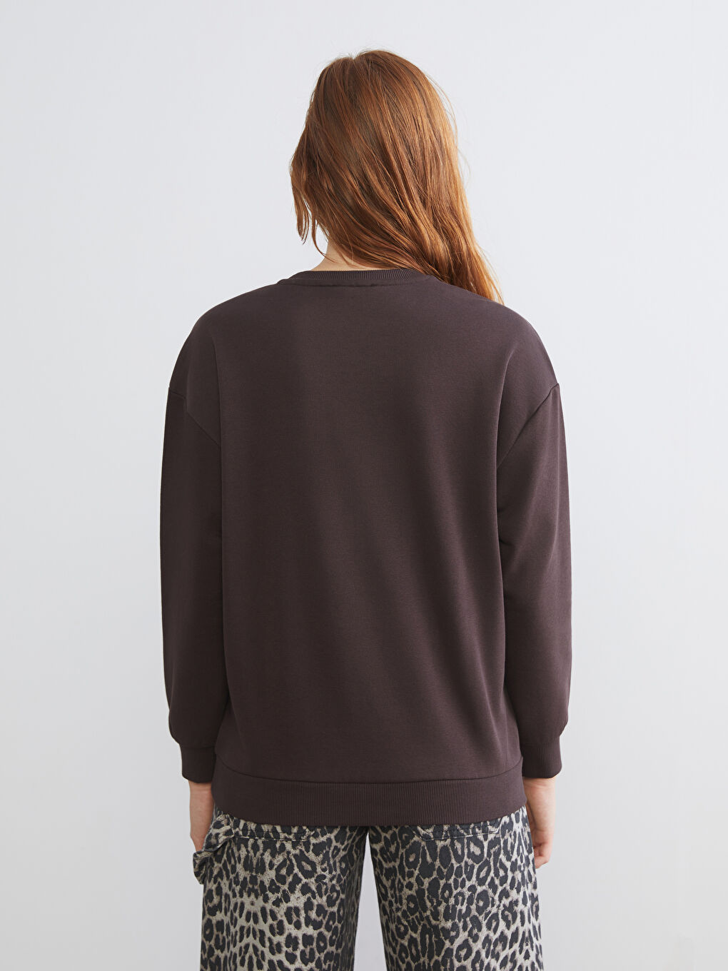 Crew Neck Printed Oversize Women's Sweatshirt-3