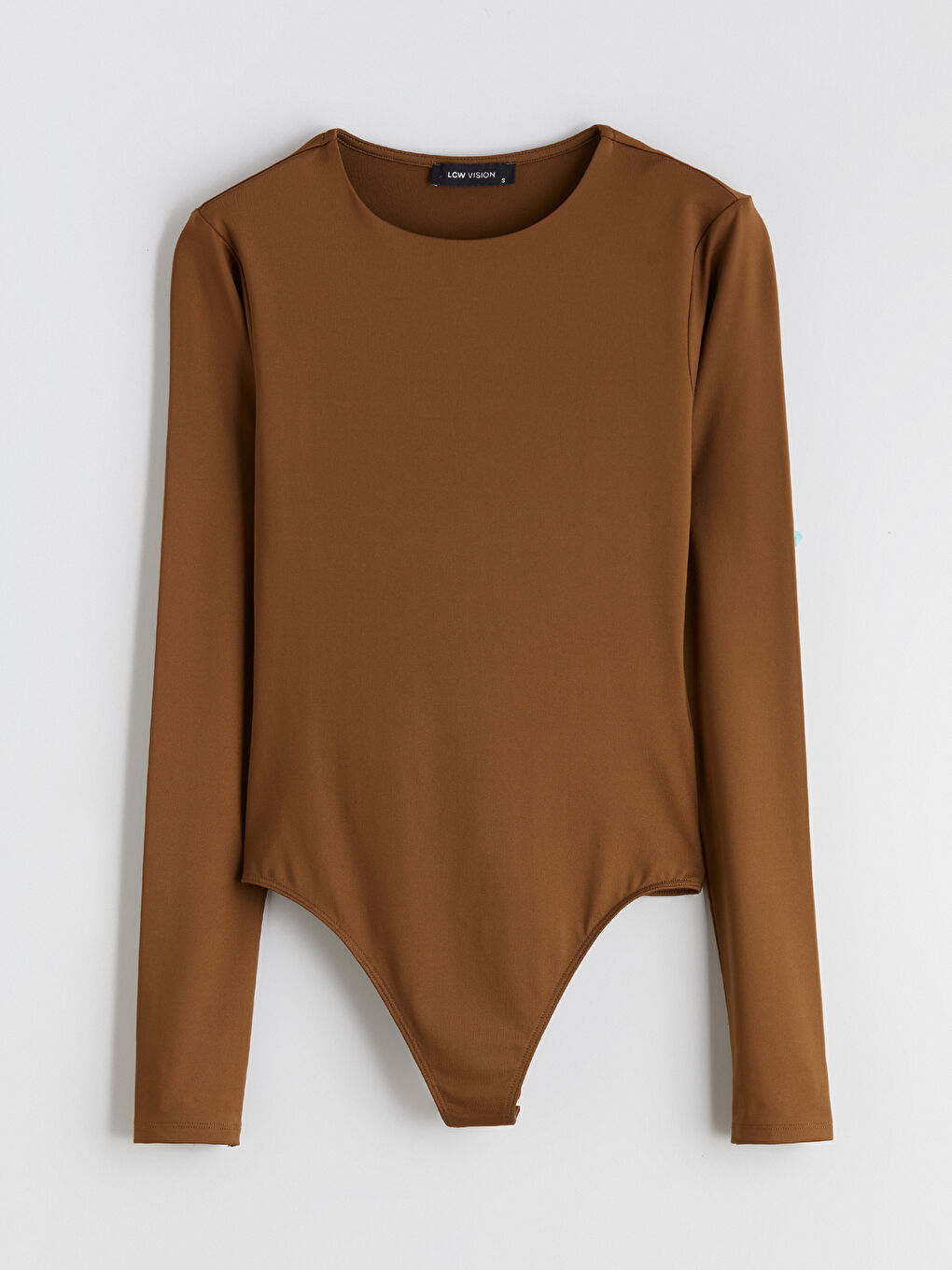 Kahverengi Bisiklet Yaka Kadın Bodysuit-4