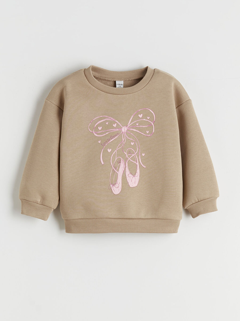 كنزة رياضية مطبوعة برقبة دائرية للبنات