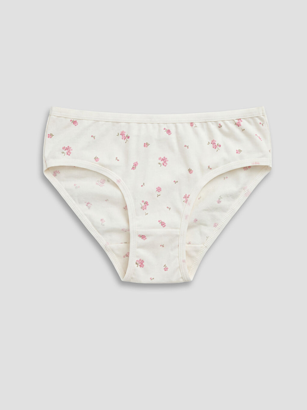 Ekru Çiçekli Kız Çocuk Külot 3'lü-4