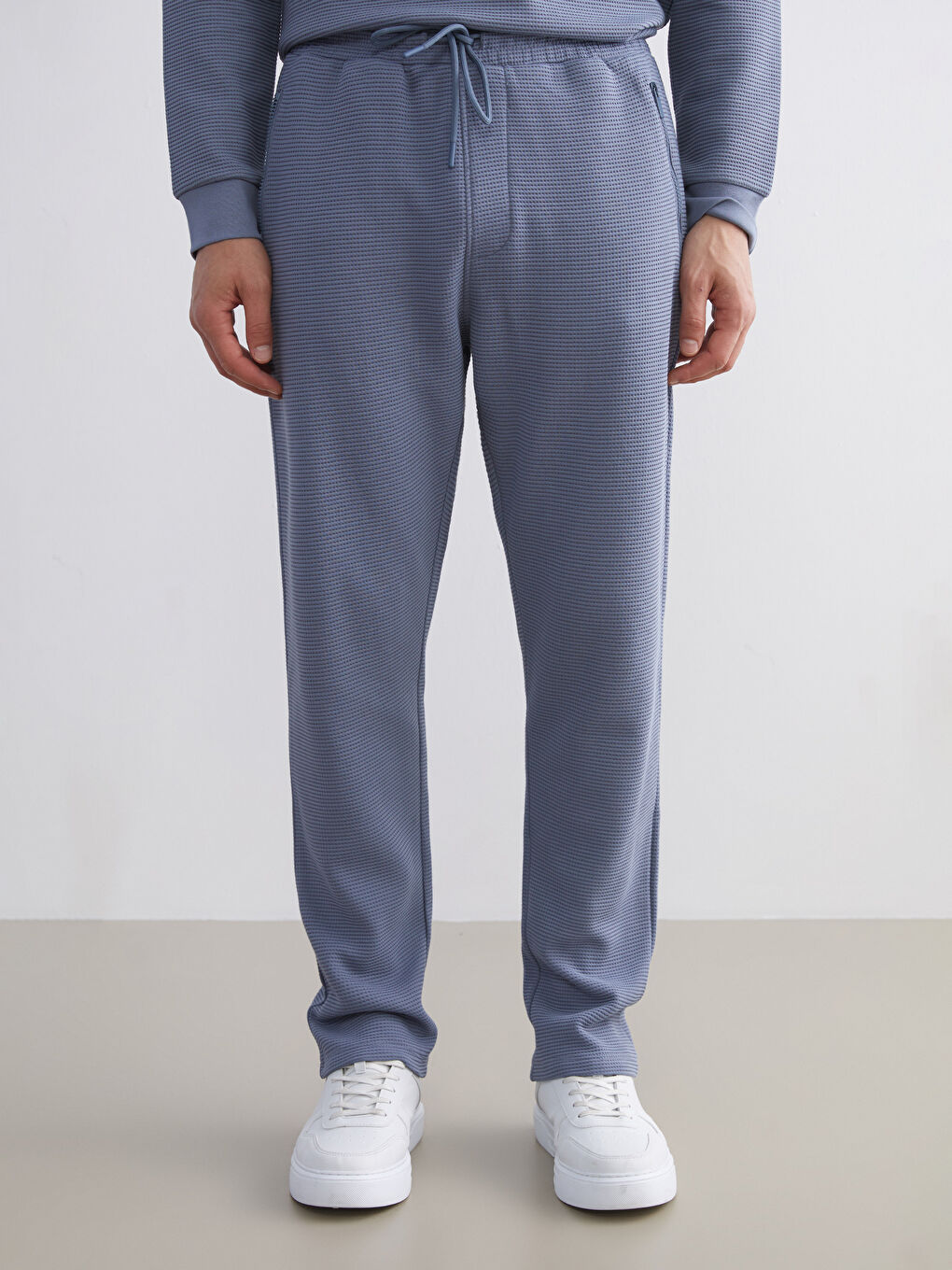 İndigo Dokulu Erkek Eşofman Altı-1