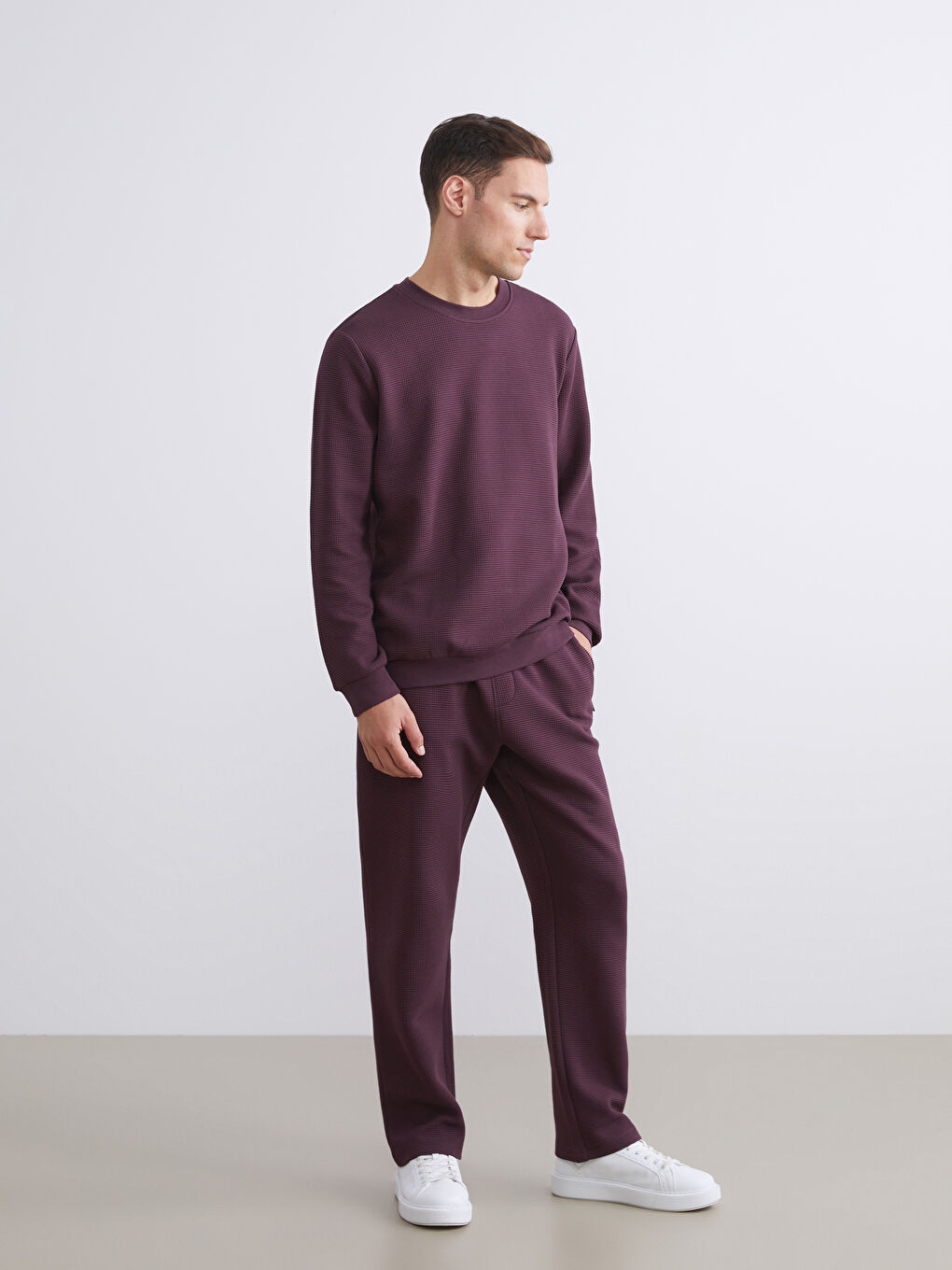 Mürdüm Dokulu Erkek Eşofman Altı