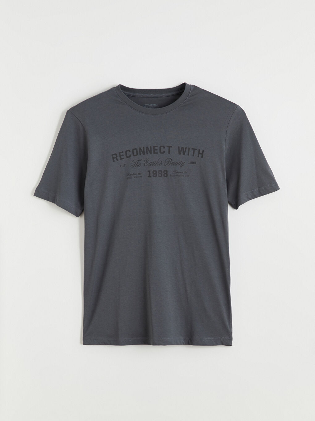 Mavi Bisiklet Yaka Baskılı Penye Erkek Tişört-4