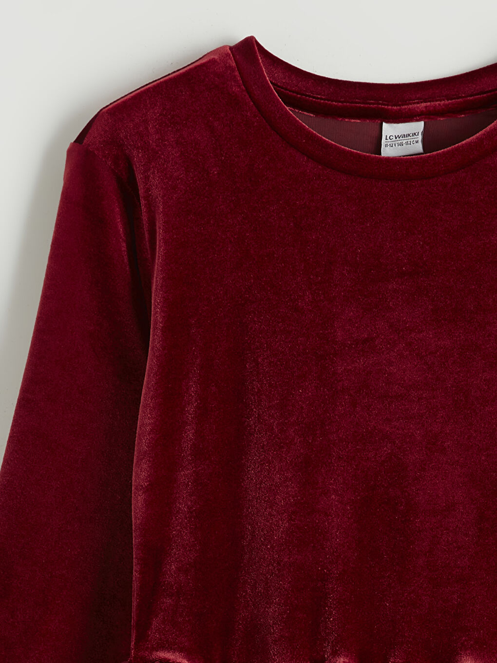 Bordo Bisiklet Yaka Kadife Kız Çocuk Tütü Elbise-1