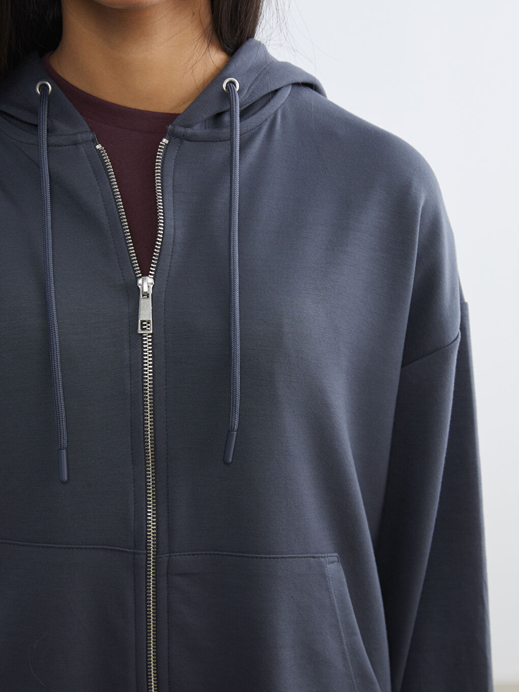 Woman GREY Zip-Up Sweatshirt-2