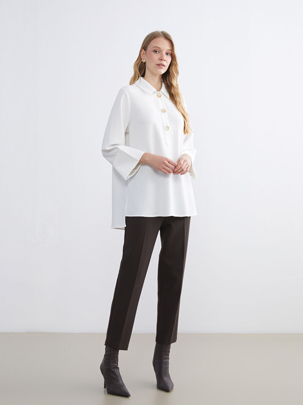 Collared Neck Oversize Women's Tunic-1