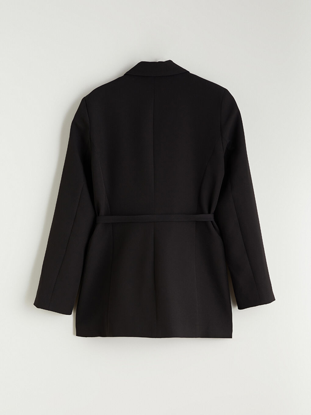 Siyah Beli Kemerli Kadın Blazer Ceket-8