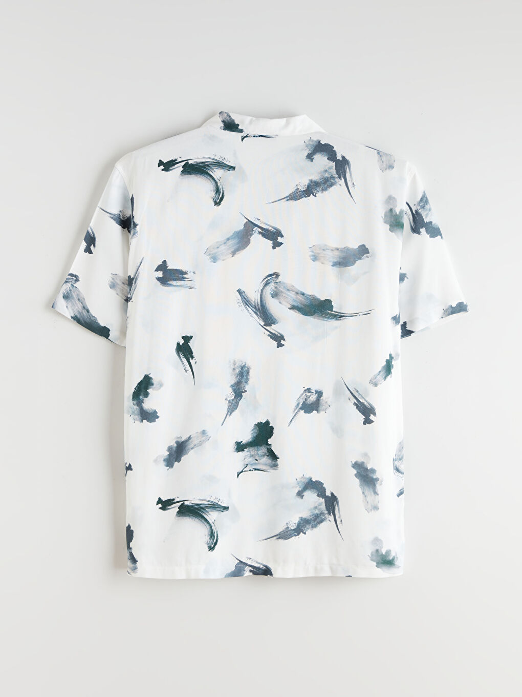 Petrol Regular Fit Resort Yaka Kısa Kollu Desenli Viskon Erkek Gömlek-5