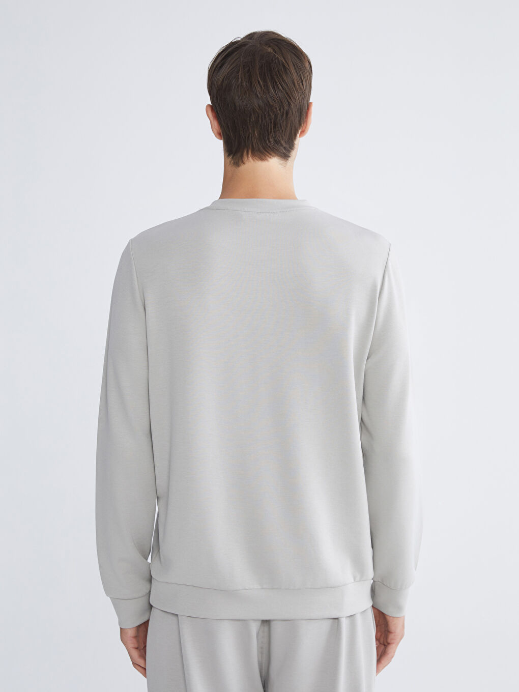 Gri Bisiklet Yaka Erkek Sweatshirt-3