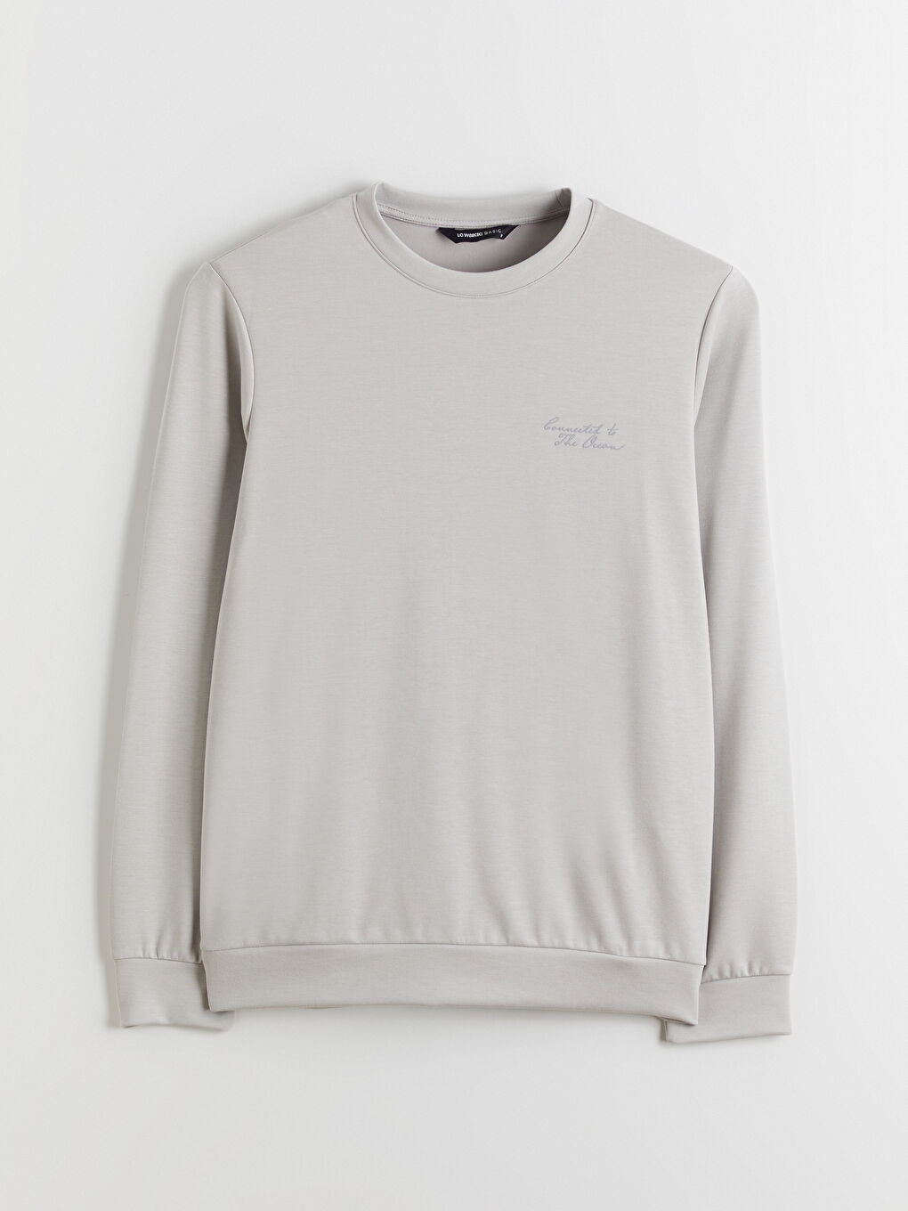 Gri Bisiklet Yaka Erkek Sweatshirt-4