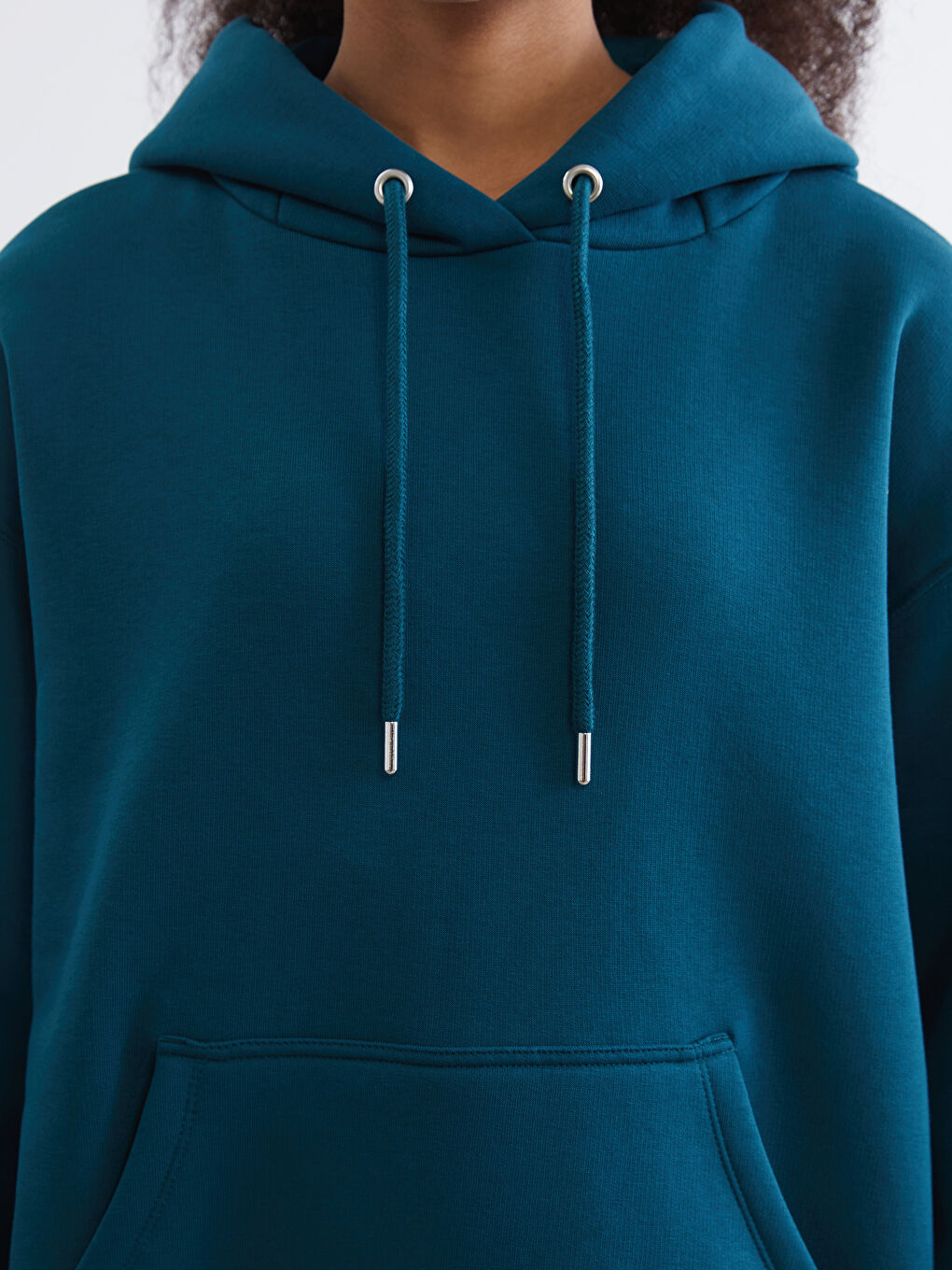 Haki Kanguru Cepli Kadın Kalın Hoodie-2