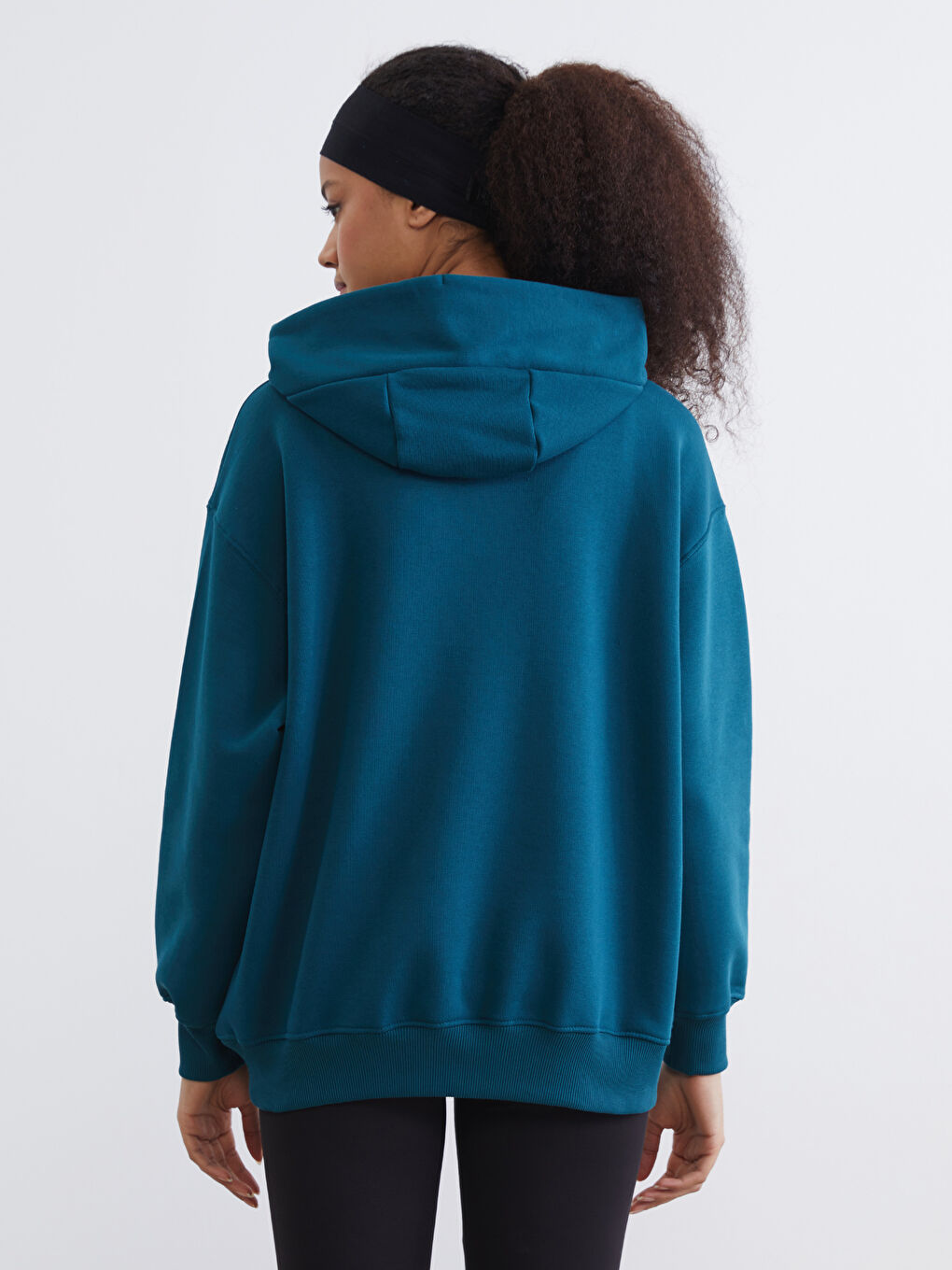 Haki Kanguru Cepli Kadın Kalın Hoodie-3