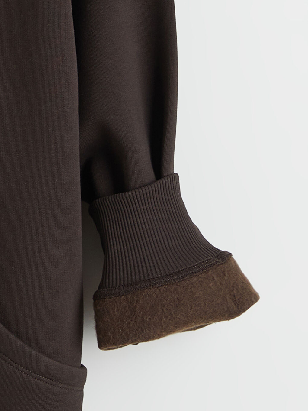 Kahverengi Kanguru Cepli Kadın Kalın Hoodie-1
