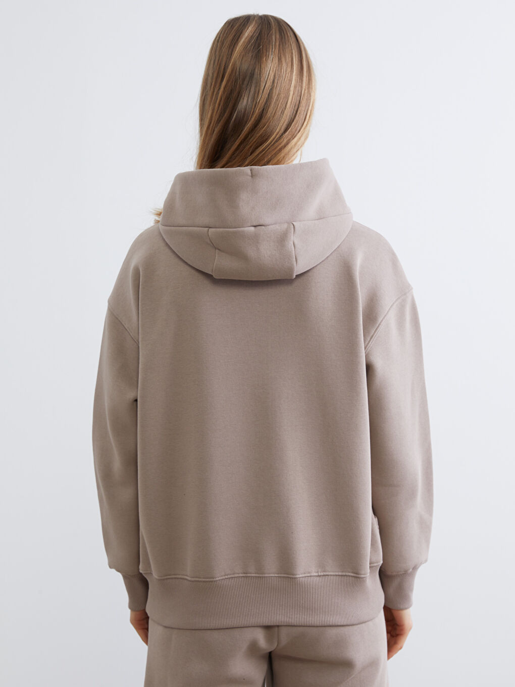 Kahverengi Kanguru Cepli Kadın Kalın Hoodie-3