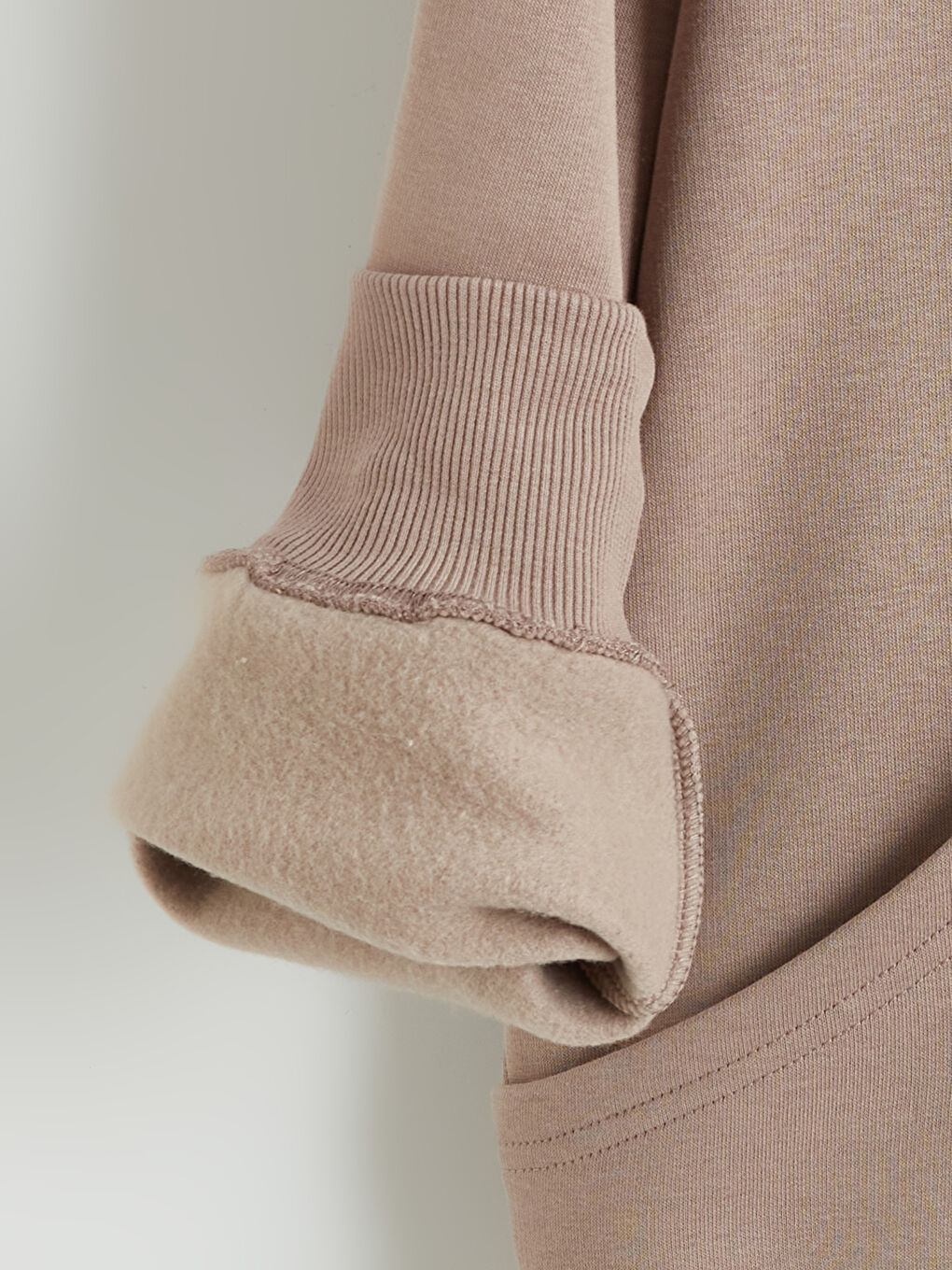 Kahverengi Kanguru Cepli Kadın Kalın Hoodie-5