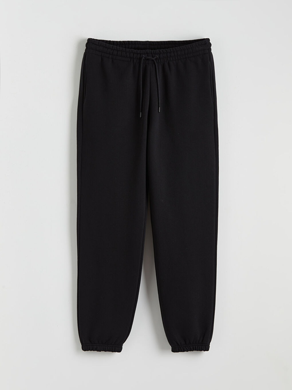 Siyah Beli Lastikli Kadın Kalın Jogger Eşofman Altı-4