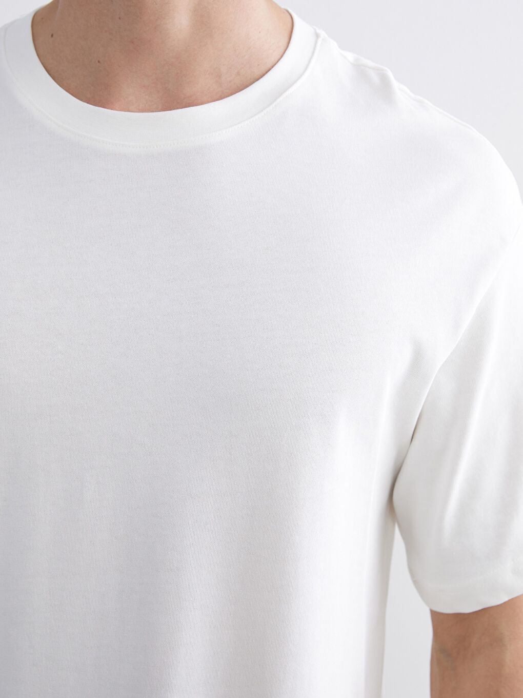 Ekru Bisiklet Yaka Penye Erkek Tişört 3'lü Paket-9