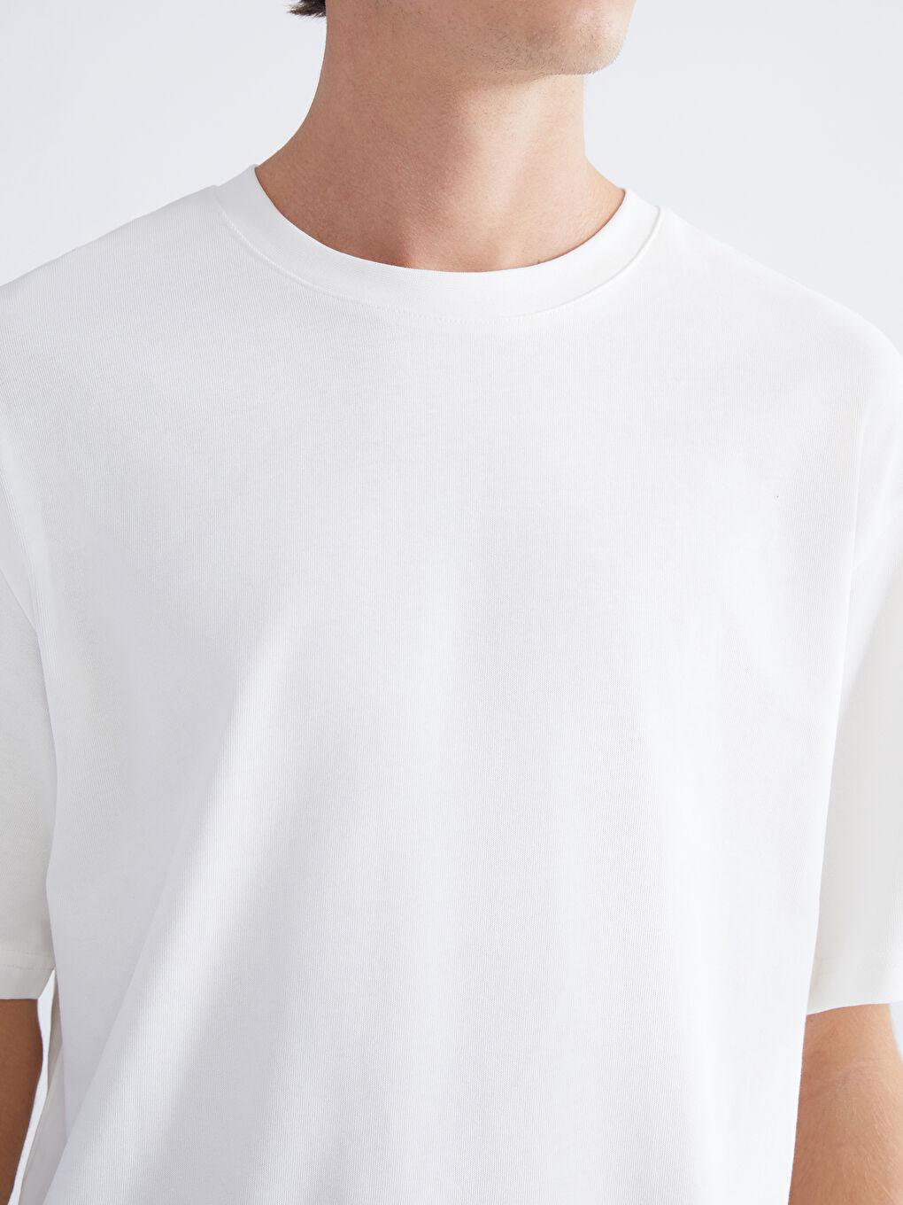 Ekru Bisiklet Yaka Penye Erkek Tişört 3'lü Paket-4