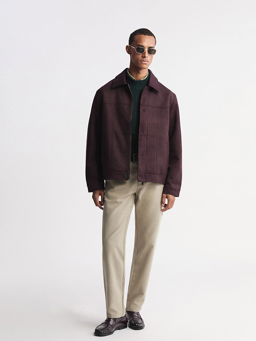 Mürdüm Rahat Kalıp Gömlek Yaka Süet Erkek Mont-1