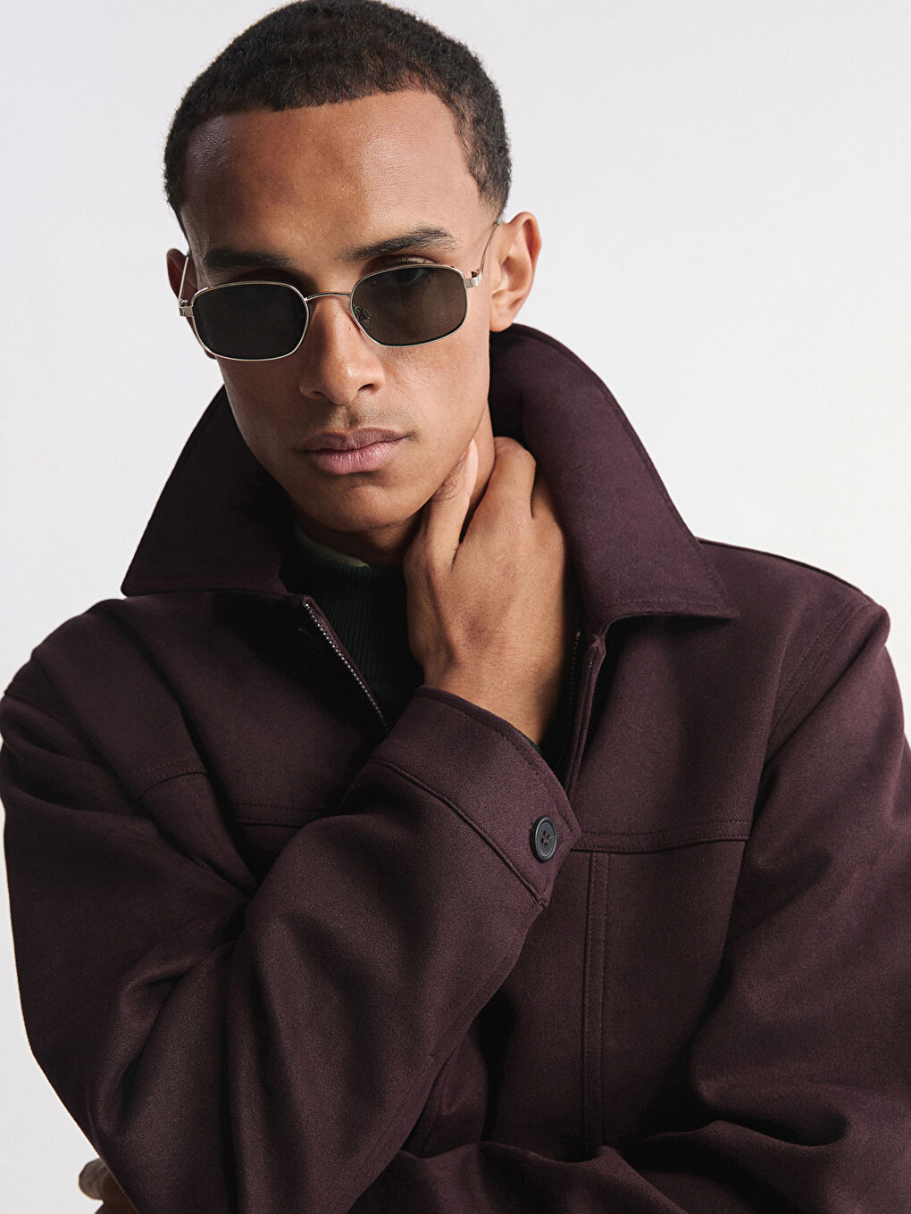 Mürdüm Rahat Kalıp Gömlek Yaka Süet Erkek Mont-2