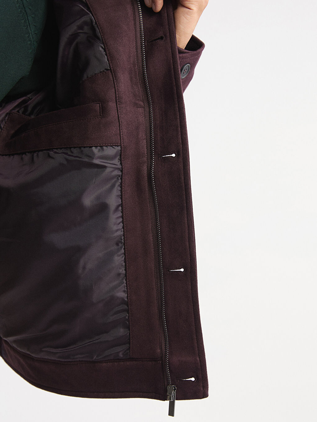 Mürdüm Rahat Kalıp Gömlek Yaka Süet Erkek Mont-4