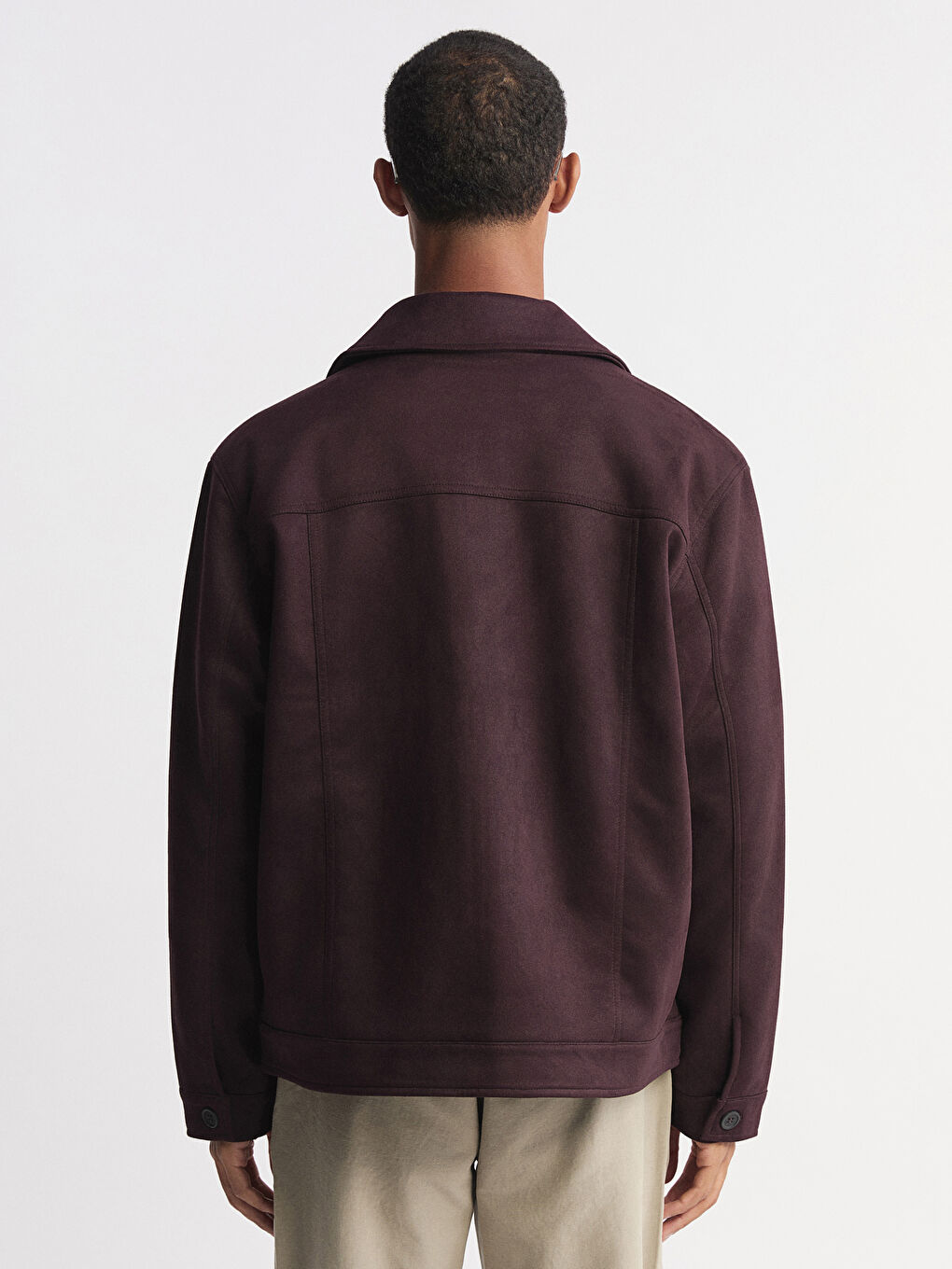 Mürdüm Rahat Kalıp Gömlek Yaka Süet Erkek Mont-5