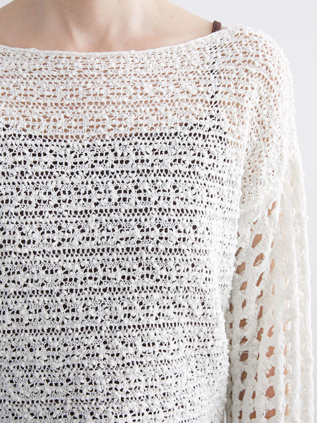 Slash Neck Hole-Knitted Women's Knitwear Sweater-2