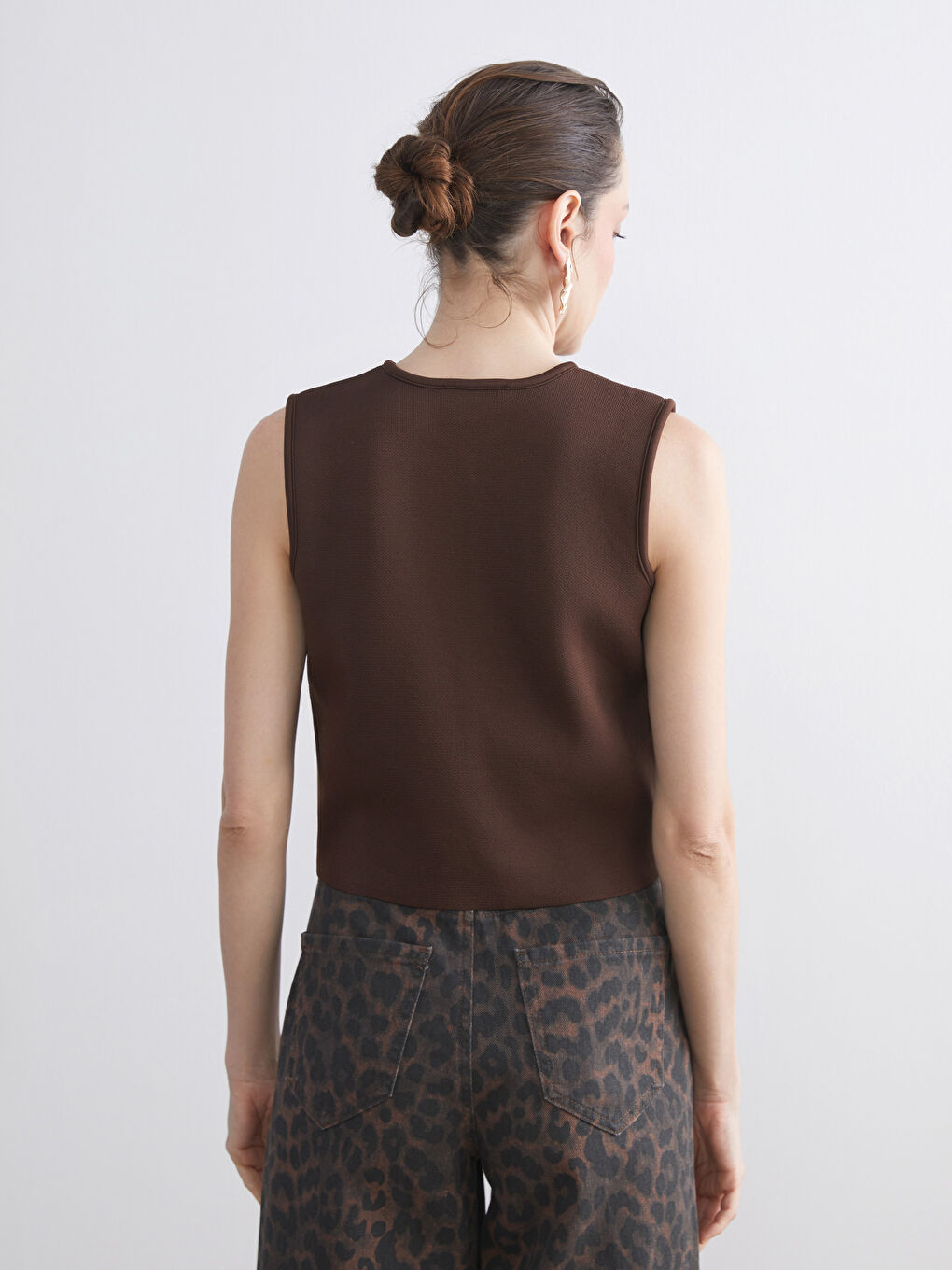 Crew Neck Women's Knitwear Waistcoat-3