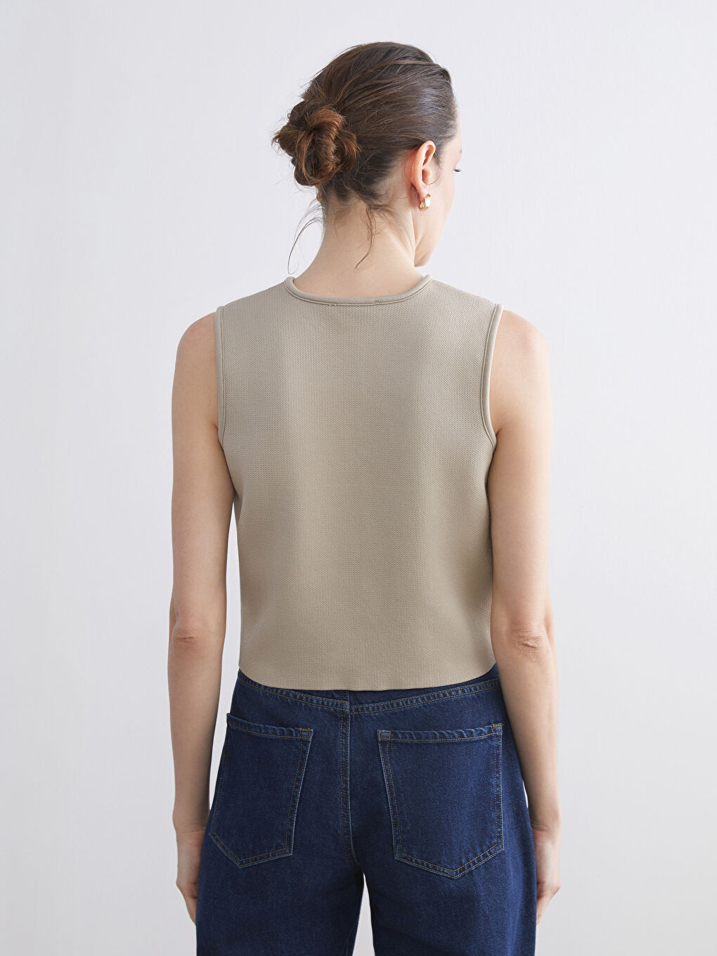 Crew Neck Women's Knitwear Waistcoat-3