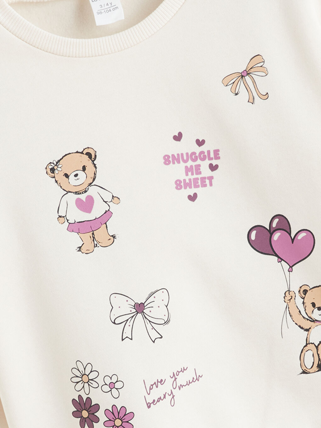 Ekru Bisiklet Yaka Kız Çocuk Sweatshirt-1