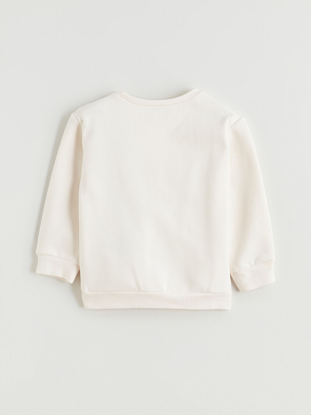 Ekru Bisiklet Yaka Kız Çocuk Sweatshirt-2