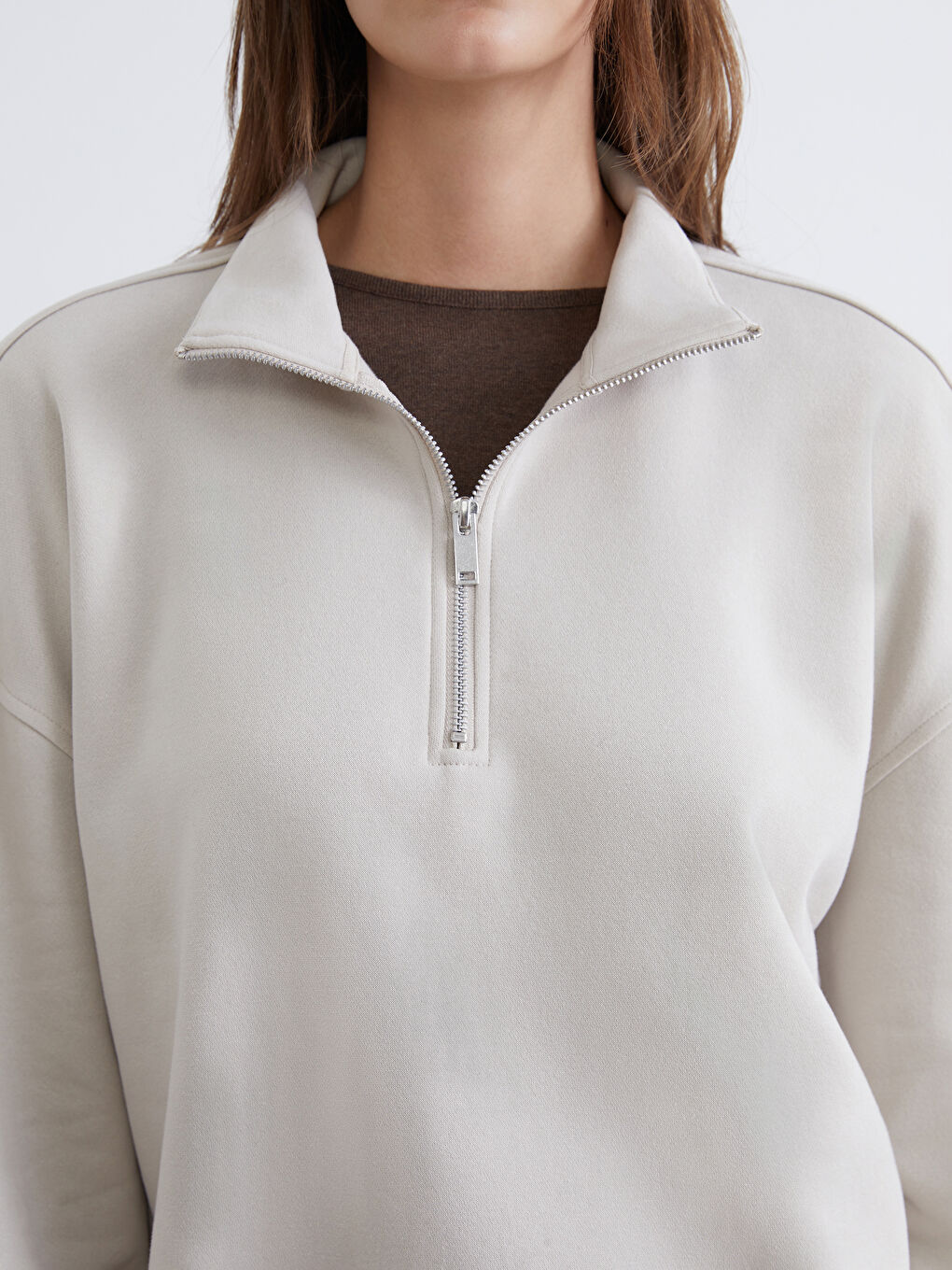 Толстовка с воротником-труба оверсайз для женщин-2