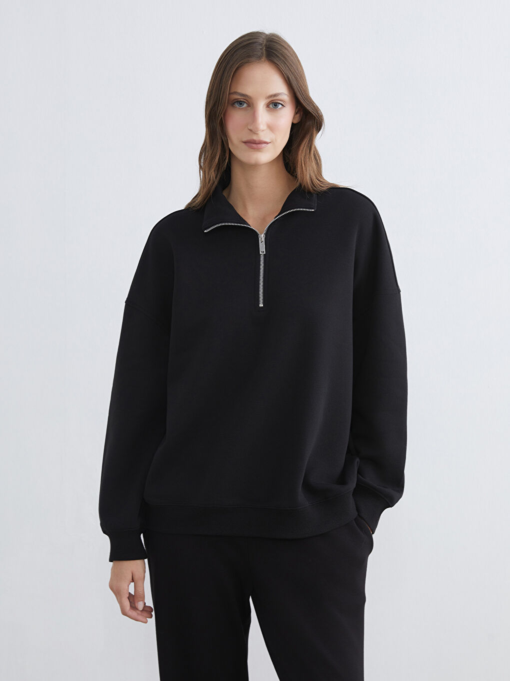 Funnel Neck Oversize Women's Thick Sweatshirt