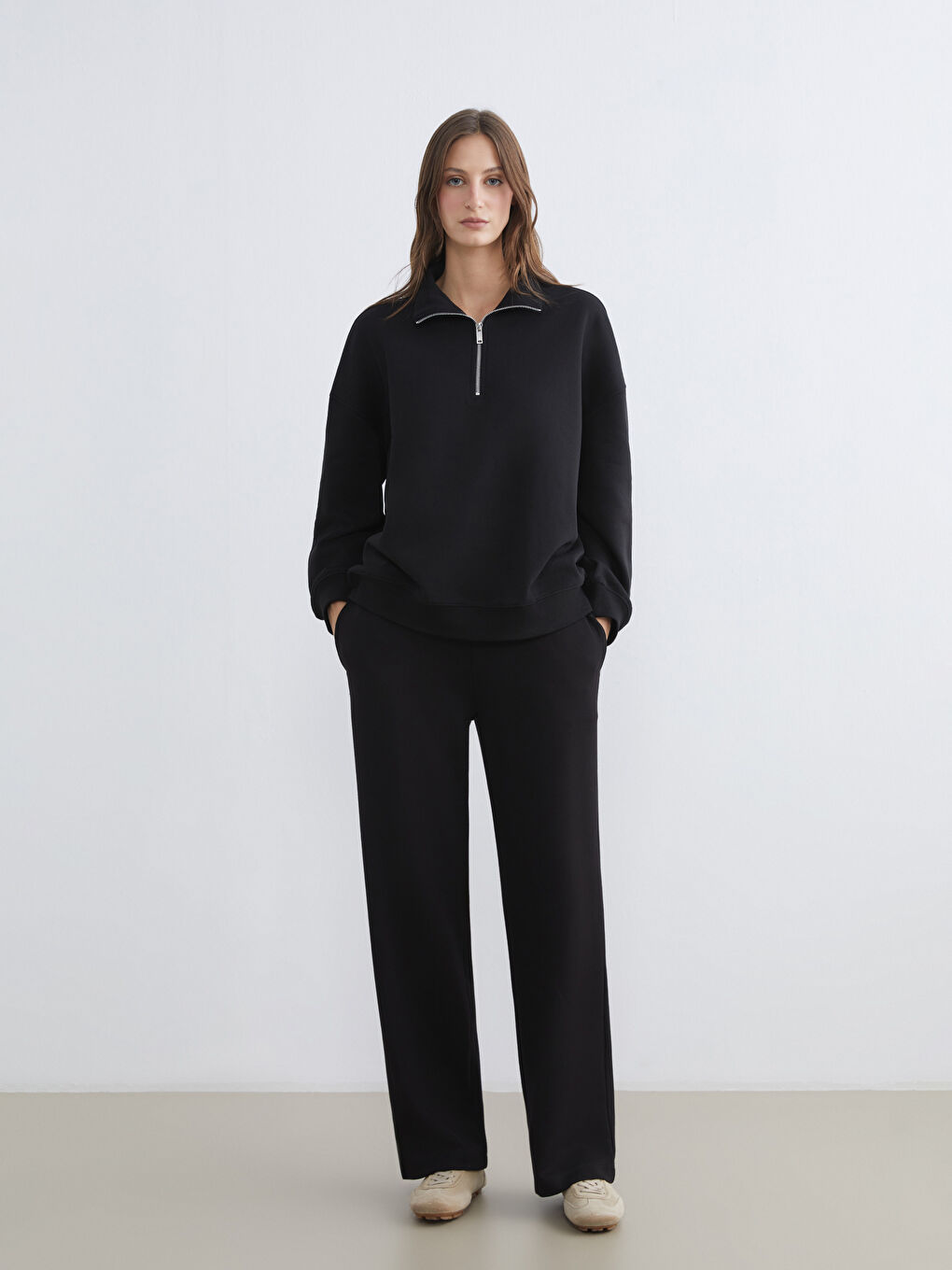 Funnel Neck Oversize Women's Thick Sweatshirt-1