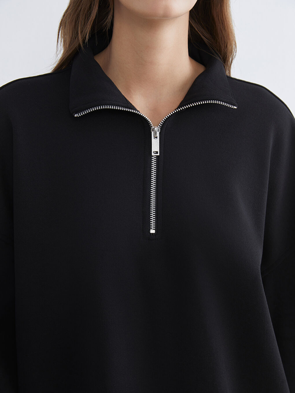 Funnel Neck Oversize Women's Thick Sweatshirt-2