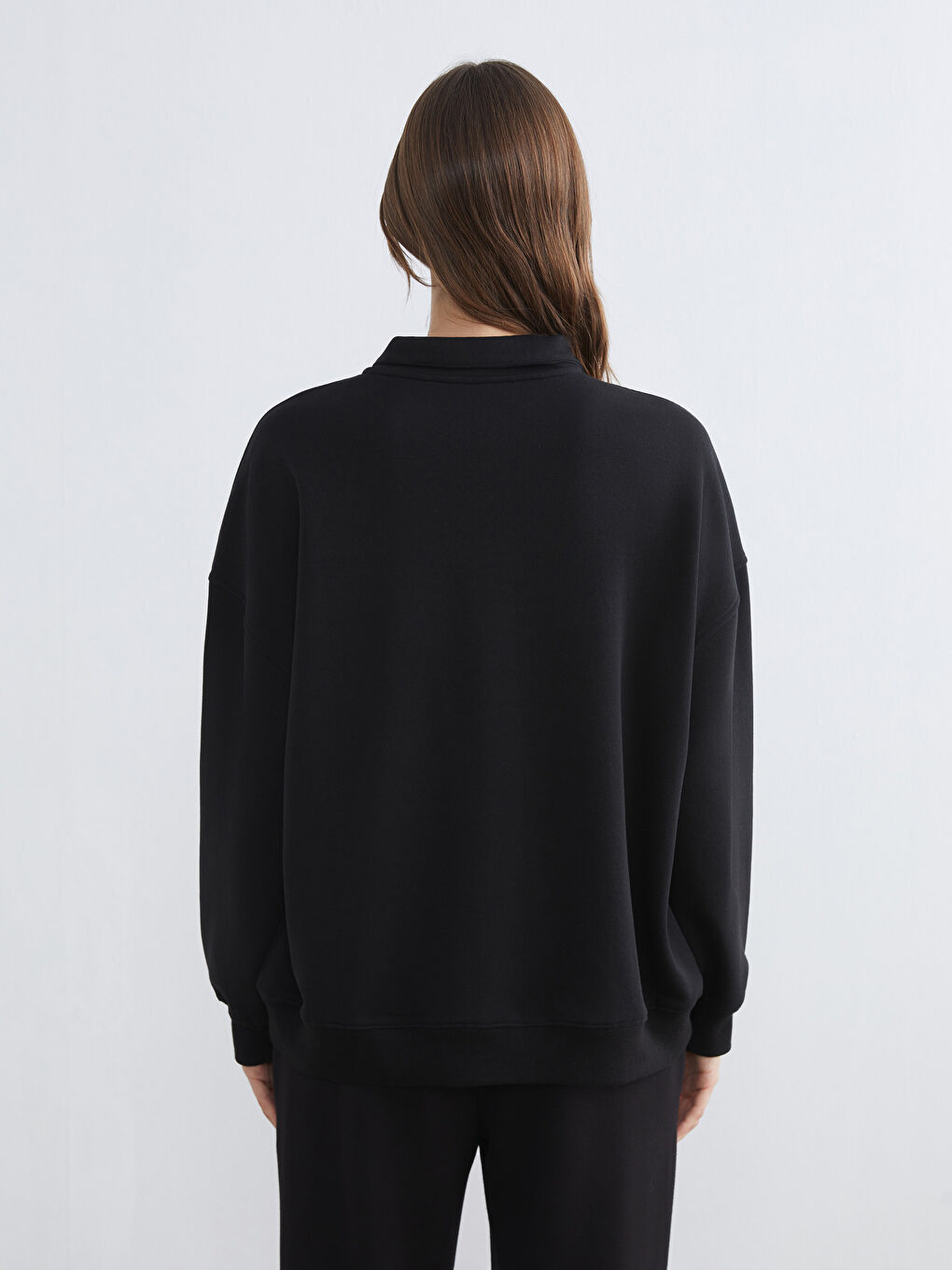 Funnel Neck Oversize Women's Thick Sweatshirt-3