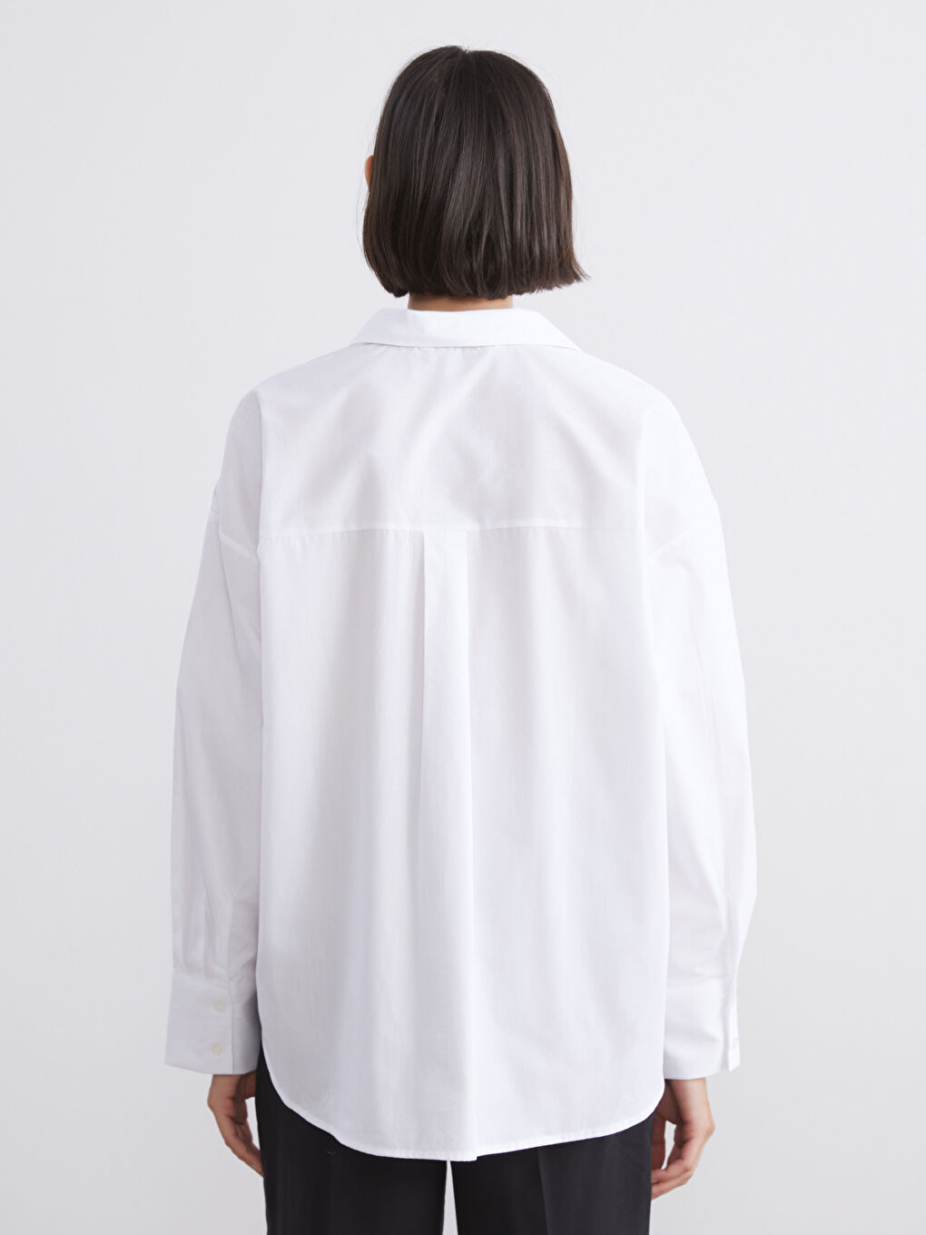 Ekru Düşük Omuzlu Oversize Kadın Gömlek-3