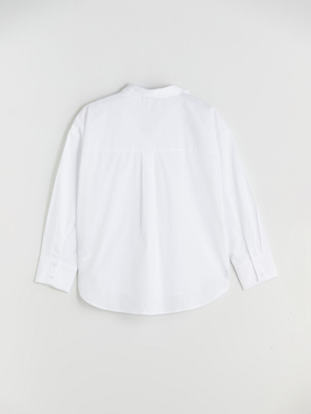 Ekru Düşük Omuzlu Oversize Kadın Gömlek-5