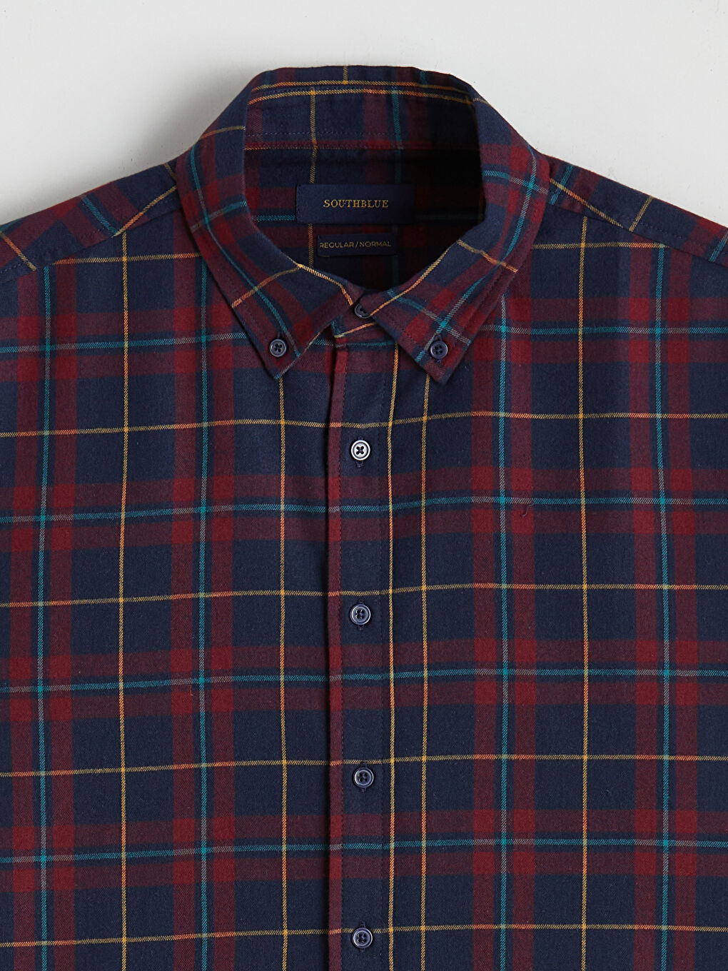 Regular Fit Long Sleeve Plaid Men's Flannel Shirt-6