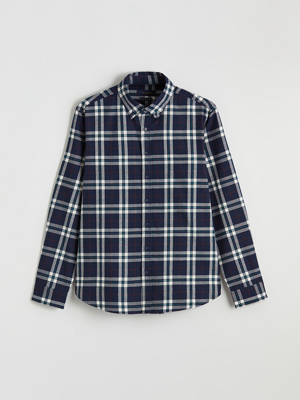 რეგულარული ჭრა გრძელმკლავიანი პლედი მამაკაცის ფლანელის პერანგი-4