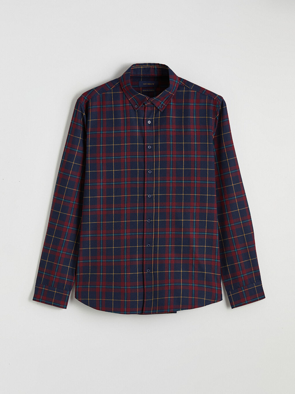 Regular Fit Long Sleeve Plaid Men's Flannel Shirt-4