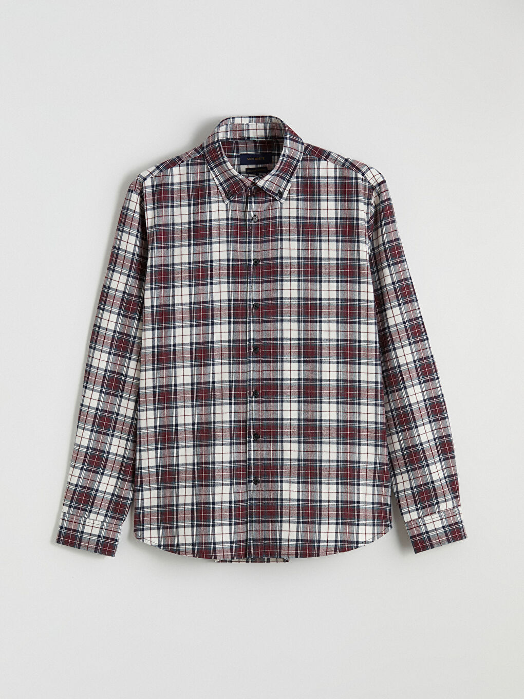 قميص الفانيلا كم طويل كارو قصة مريحة رجال-4