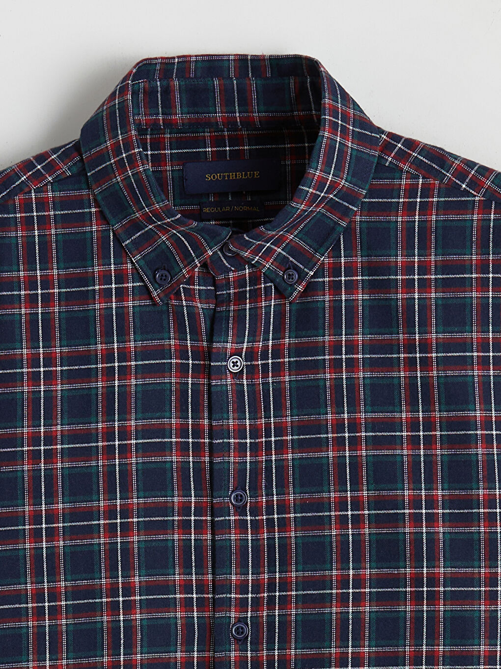 Lacivert Regular Fit Uzun Kollu Ekose Erkek Oduncu Gömlek-6