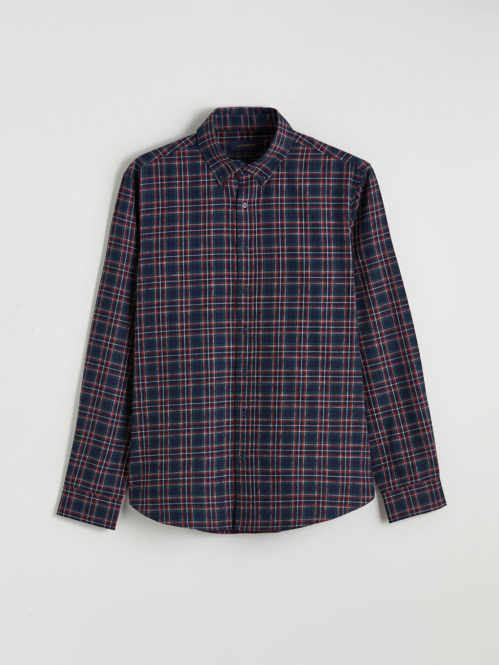 Lacivert Regular Fit Uzun Kollu Ekose Erkek Oduncu Gömlek-4