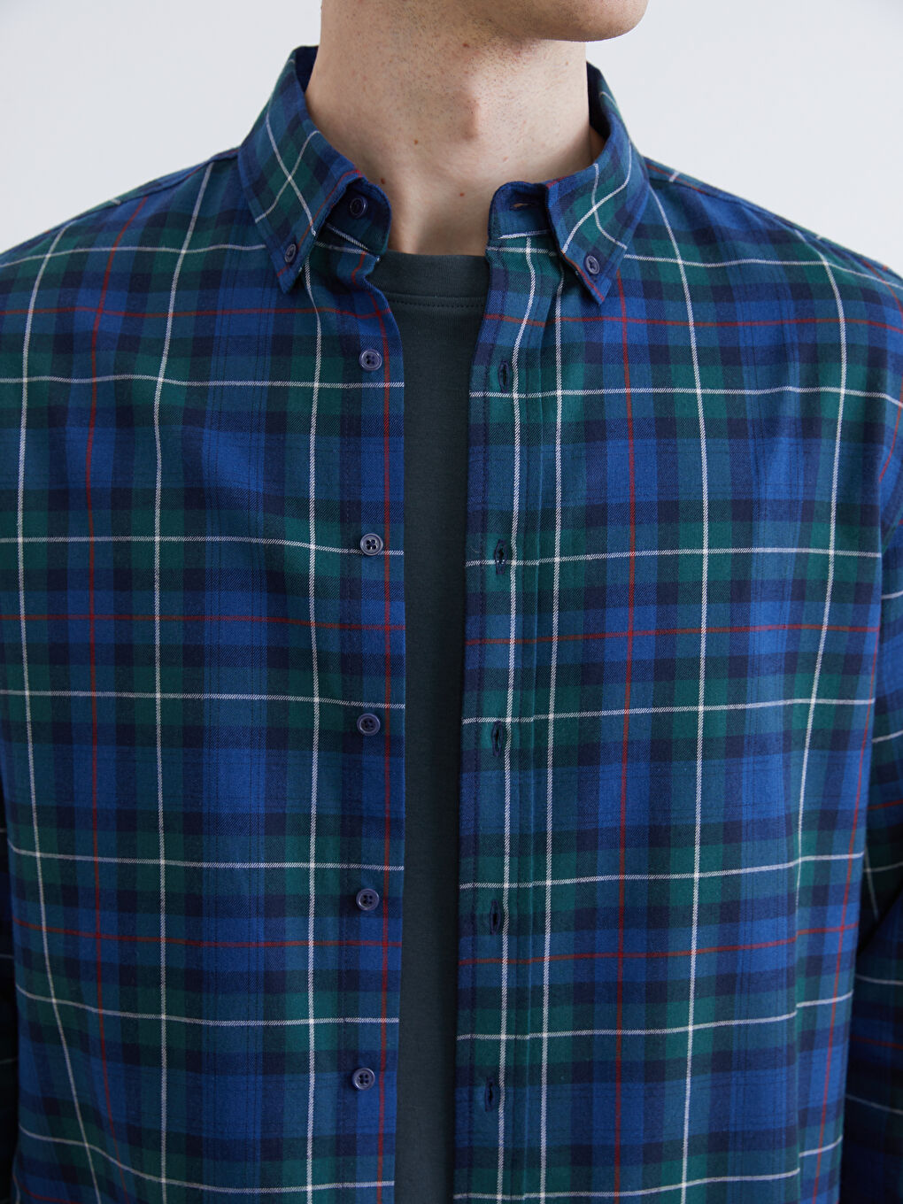 کراس فڵانێل قۆڵ درێژ چوارخانە فیتی ڕاحەت بۆ پیاوان-2