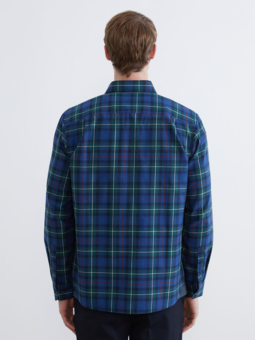 کراس فڵانێل قۆڵ درێژ چوارخانە فیتی ڕاحەت بۆ پیاوان-3