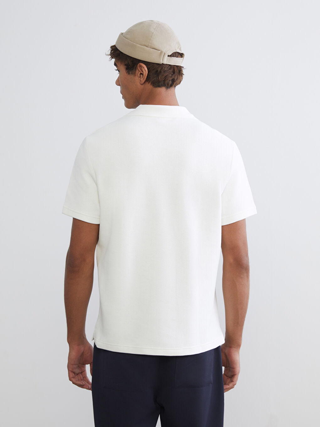 Ekru Polo Yaka Pike Erkek Tişört-3