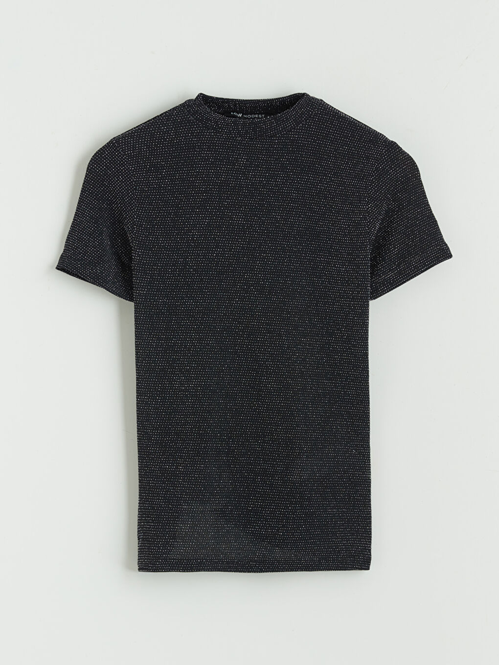 Metalik Dik Yaka Parlak Görünümlü Kadın Body-4