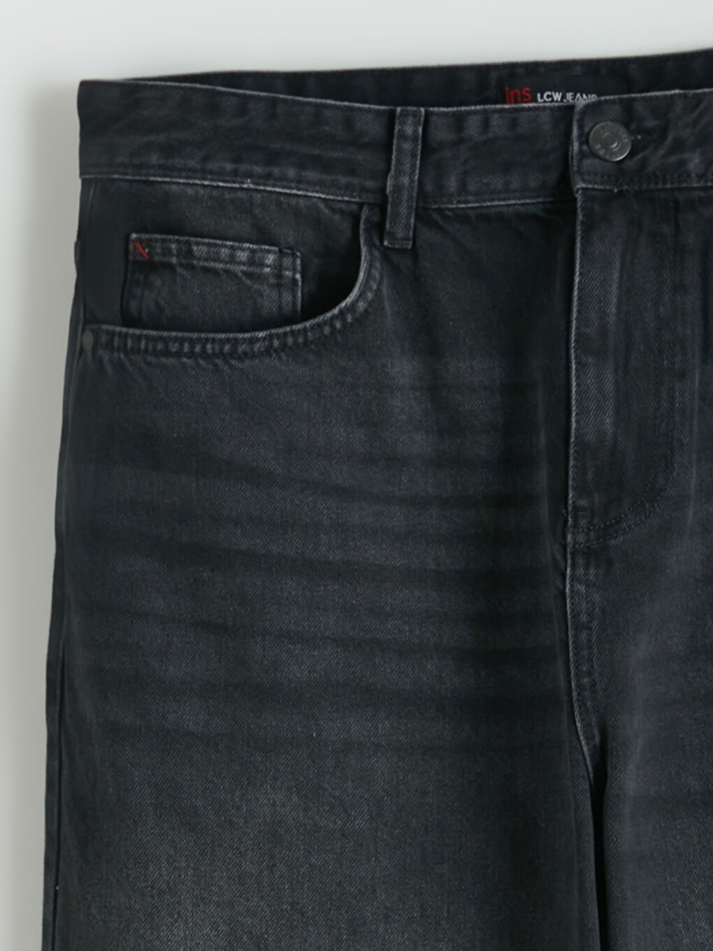 Siyah Loose Fit Erkek Jean Pantolon-5