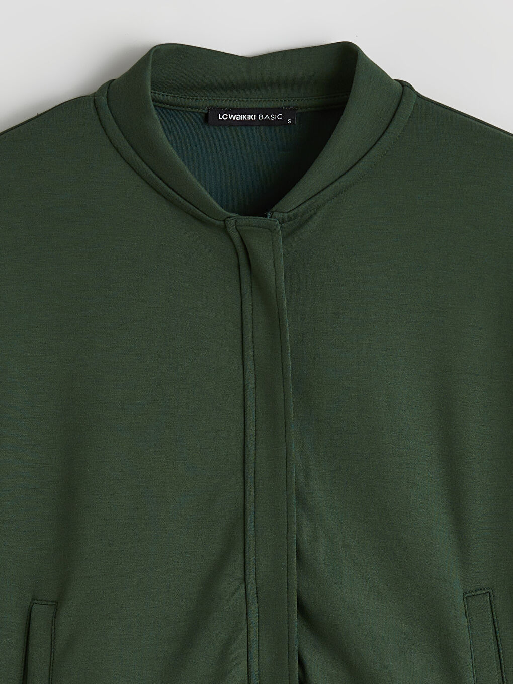 Yeşil Kolej Yaka Oversize Kadın Fermuarlı Sweatshirt-5